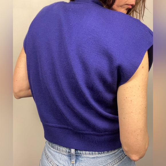 Vintage Russ Indigo/Purple Sweater Vest – 1980s Double-Breasted – Size L - Picture 11 of 12